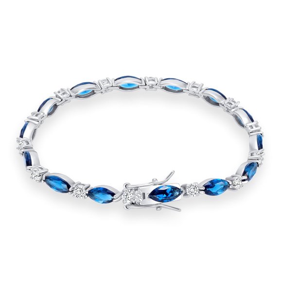 925 SILVER BLUE MARQUISE CZ TENNIS BR